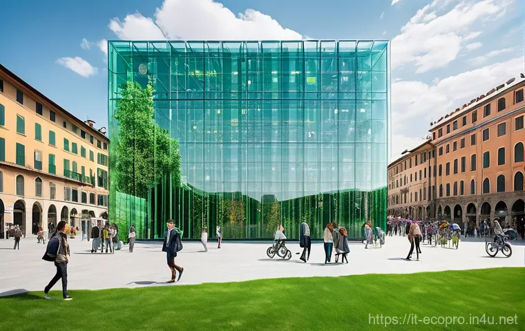 환경보전기술자 실무 기술 향상 - **"Green Cities and Digital Innovation in Italy"**
    A vibrant, sun-drenched cityscape depicting a...