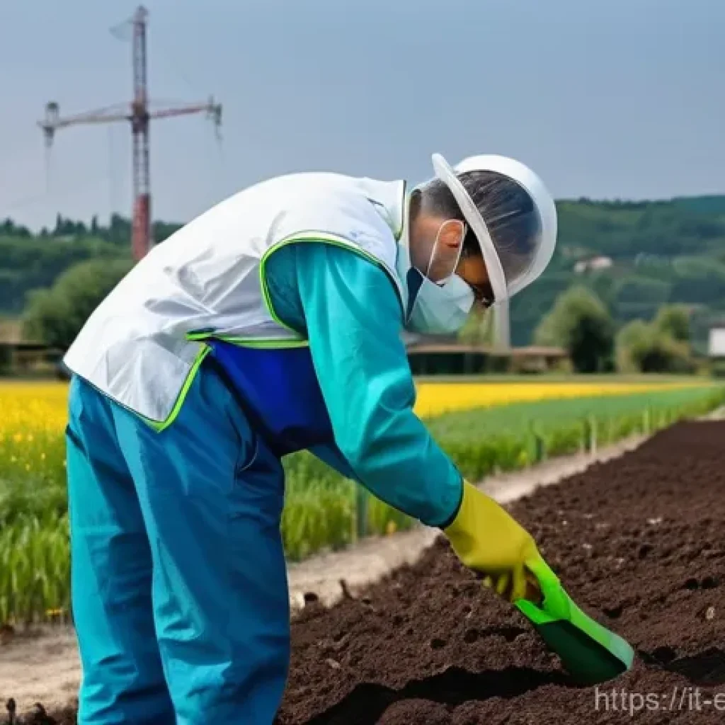 환경보전기술자 자격 취득 후 취업 - **Prompt:** A focused Italian environmental protection technician, dressed in a professional but pra...