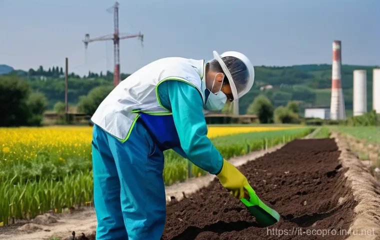 환경보전기술자 자격 취득 후 취업 - **Prompt:** A focused Italian environmental protection technician, dressed in a professional but pra...